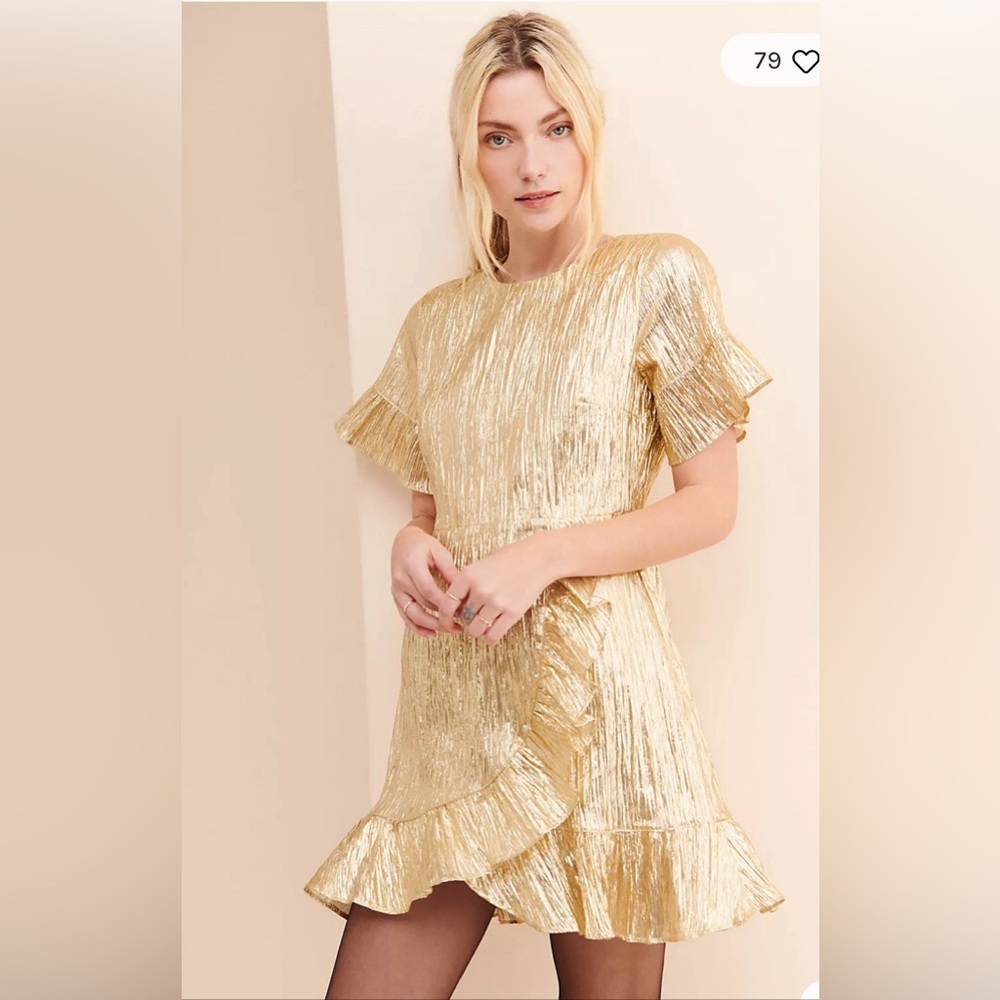 Free People Glamorous Gold Sparkle Mini Dress